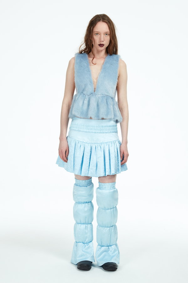 short satin baby blue bubble skirt