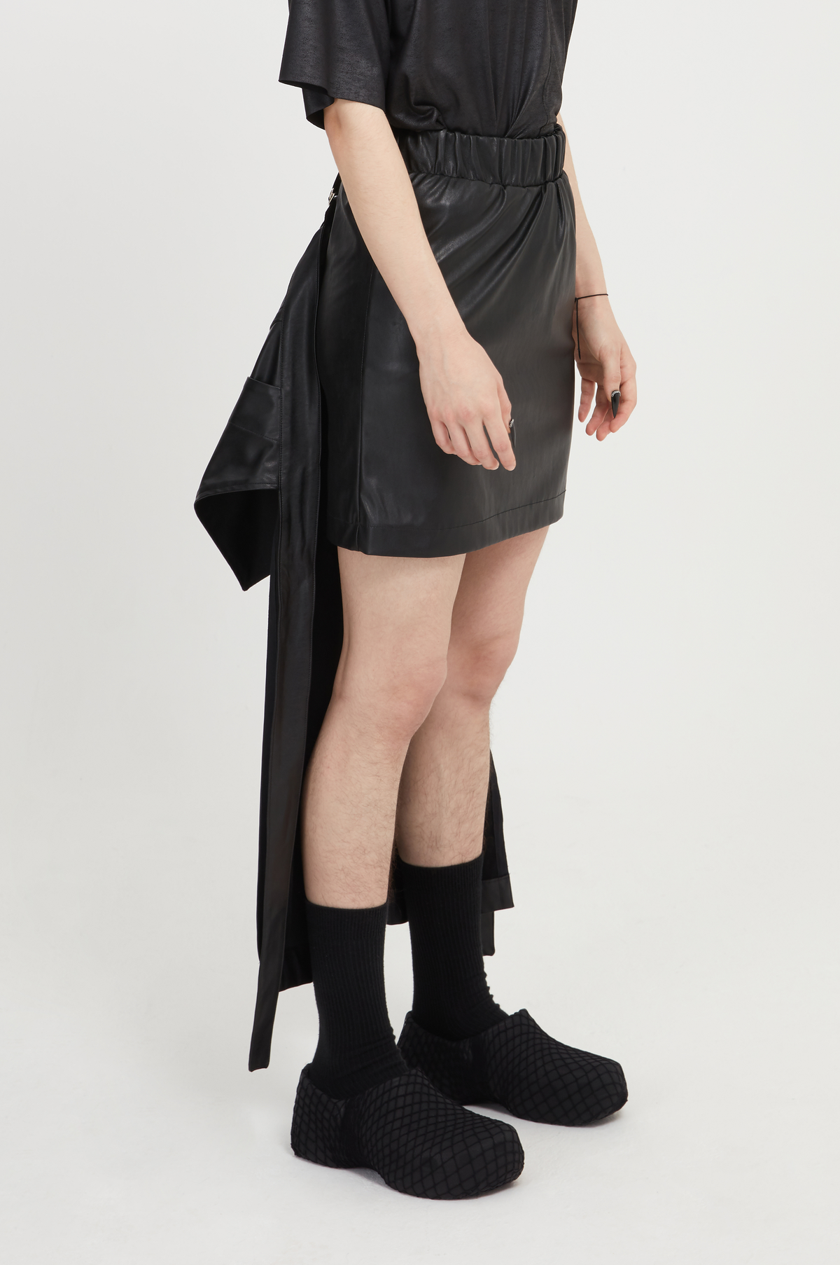 black vegan leather skirt