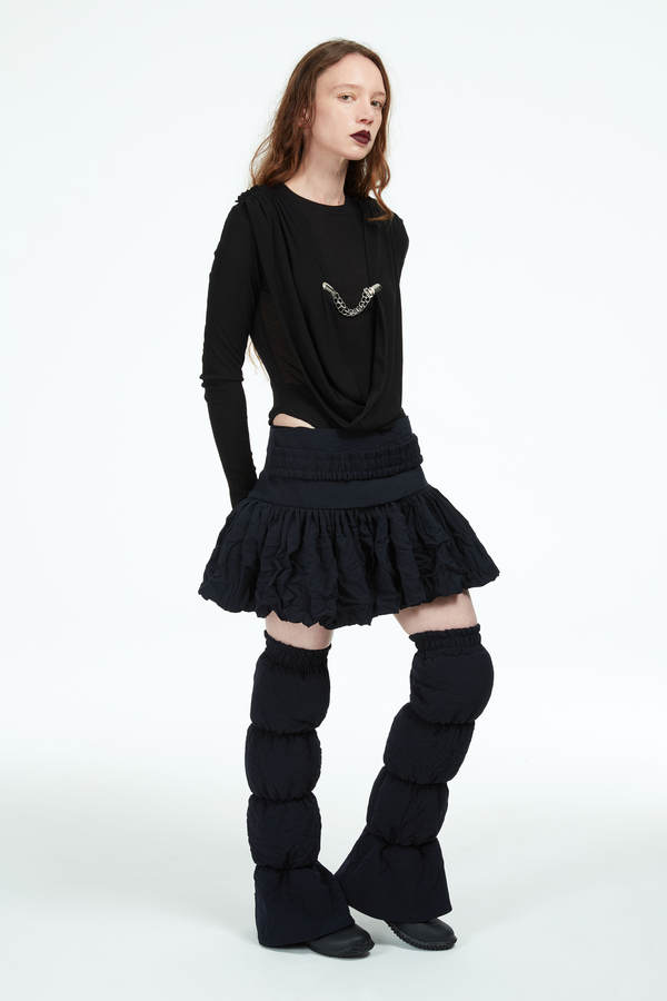 short navy bubble skirt