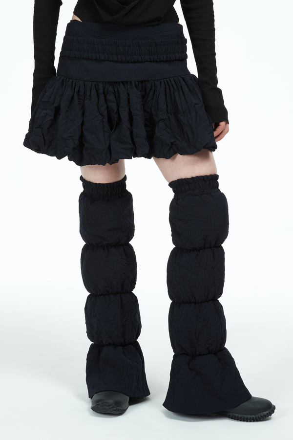 short navy bubble skirt