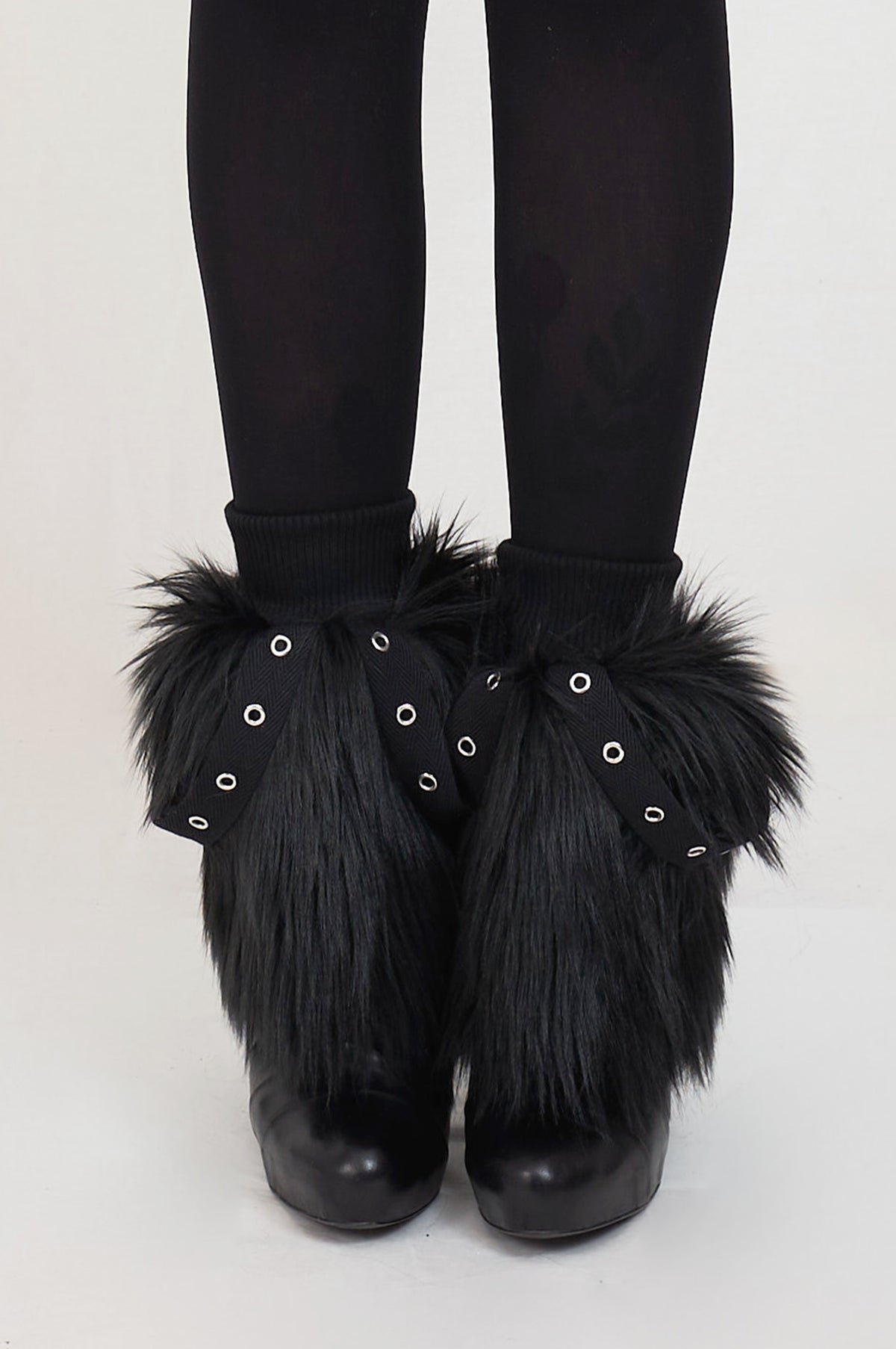 black fur short legwarmers