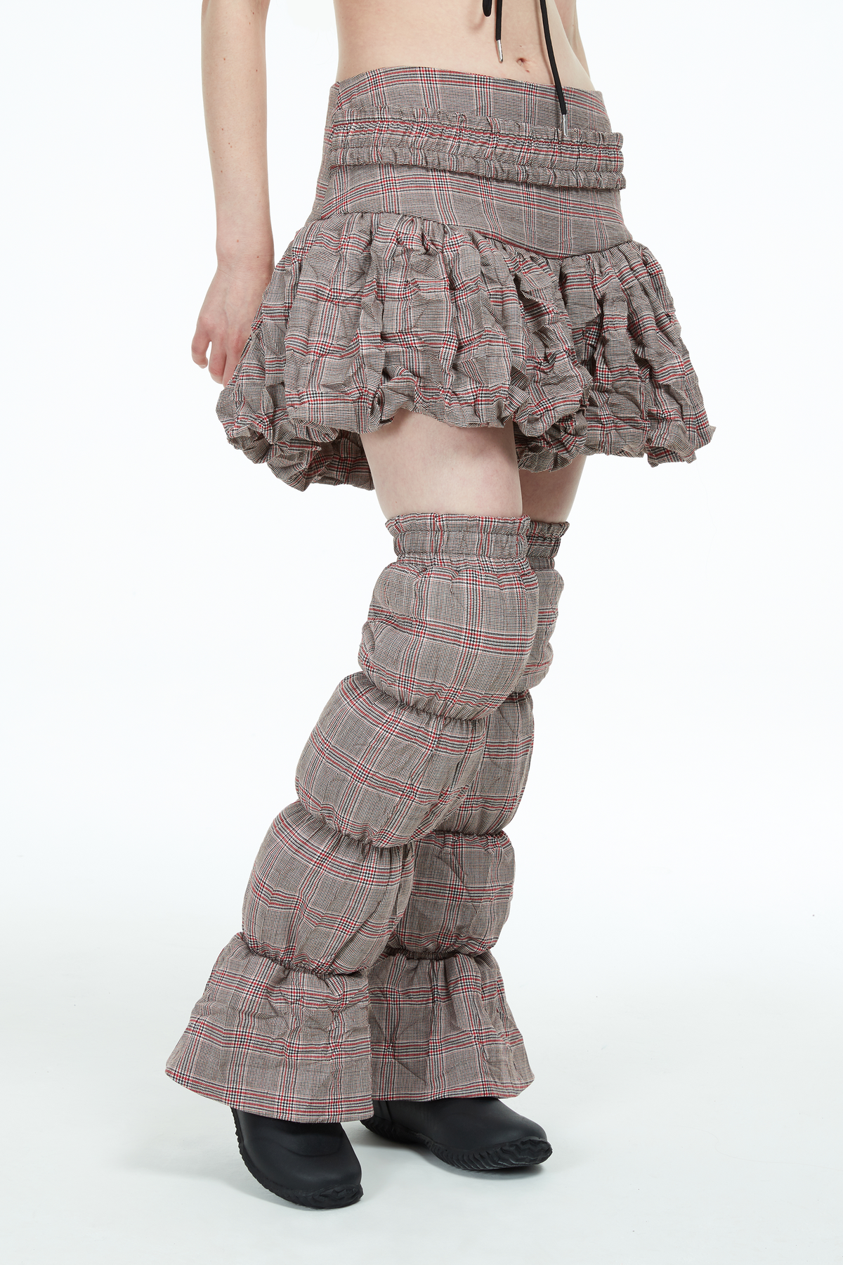 long padded leg warmers in plaid pattern ideal for a new punk look