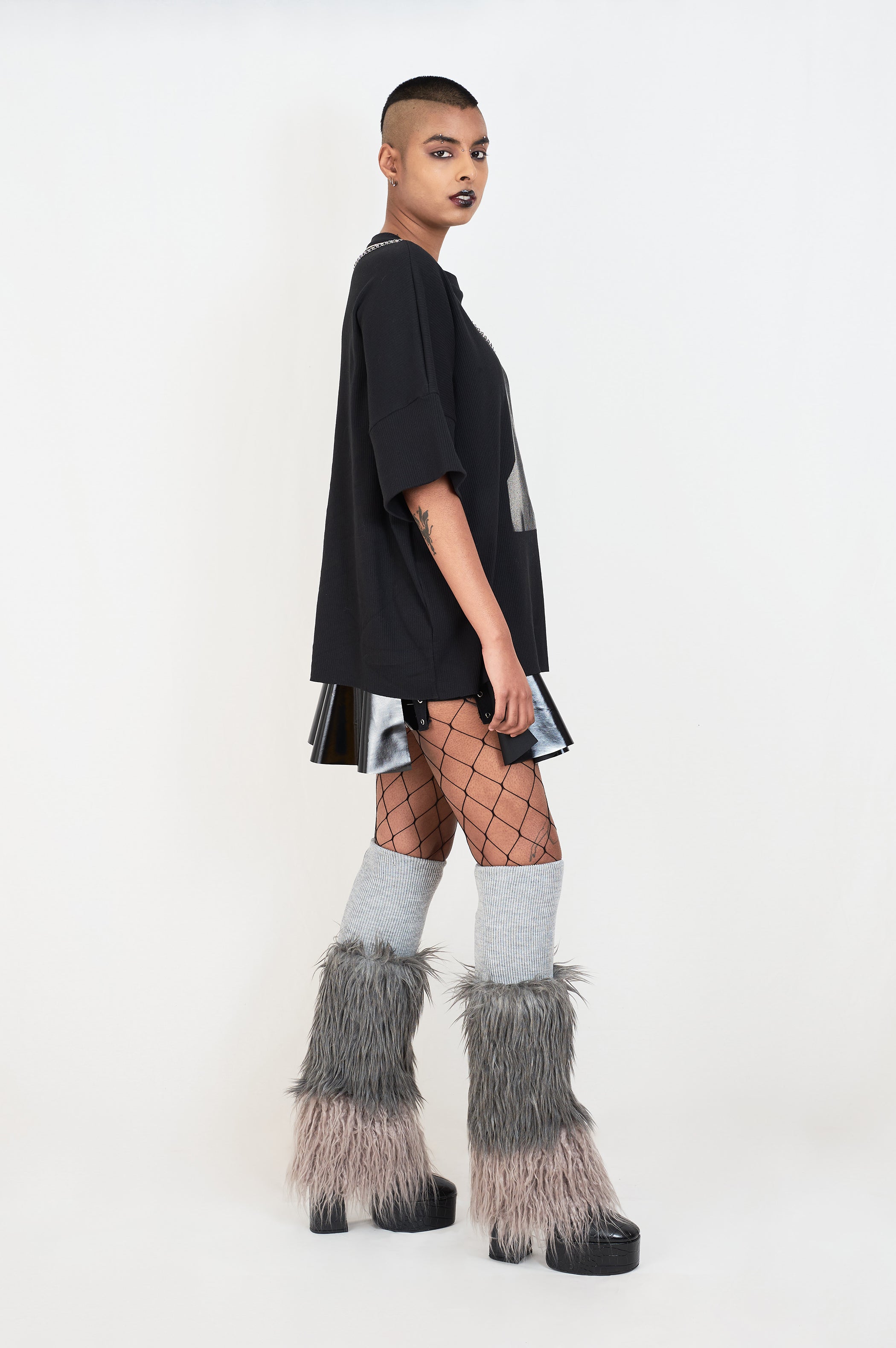 grey fur long legwarmers FIELD of PONIES