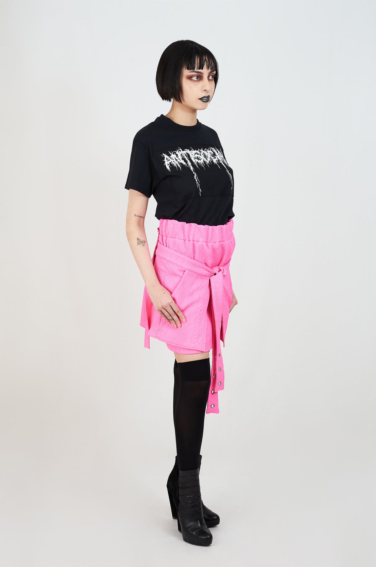pink short skirt